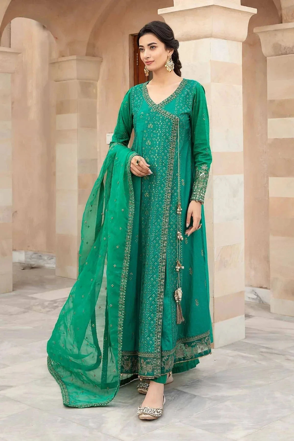 Maria B Casual Pret 2024 Green Organza – view 5 – Poshaq