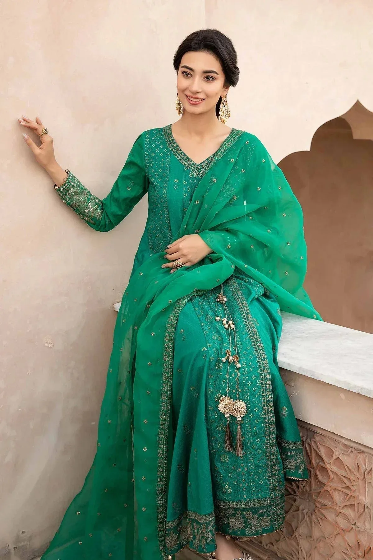Maria B Casual Pret 2024 Green Organza – view 6 – Poshaq