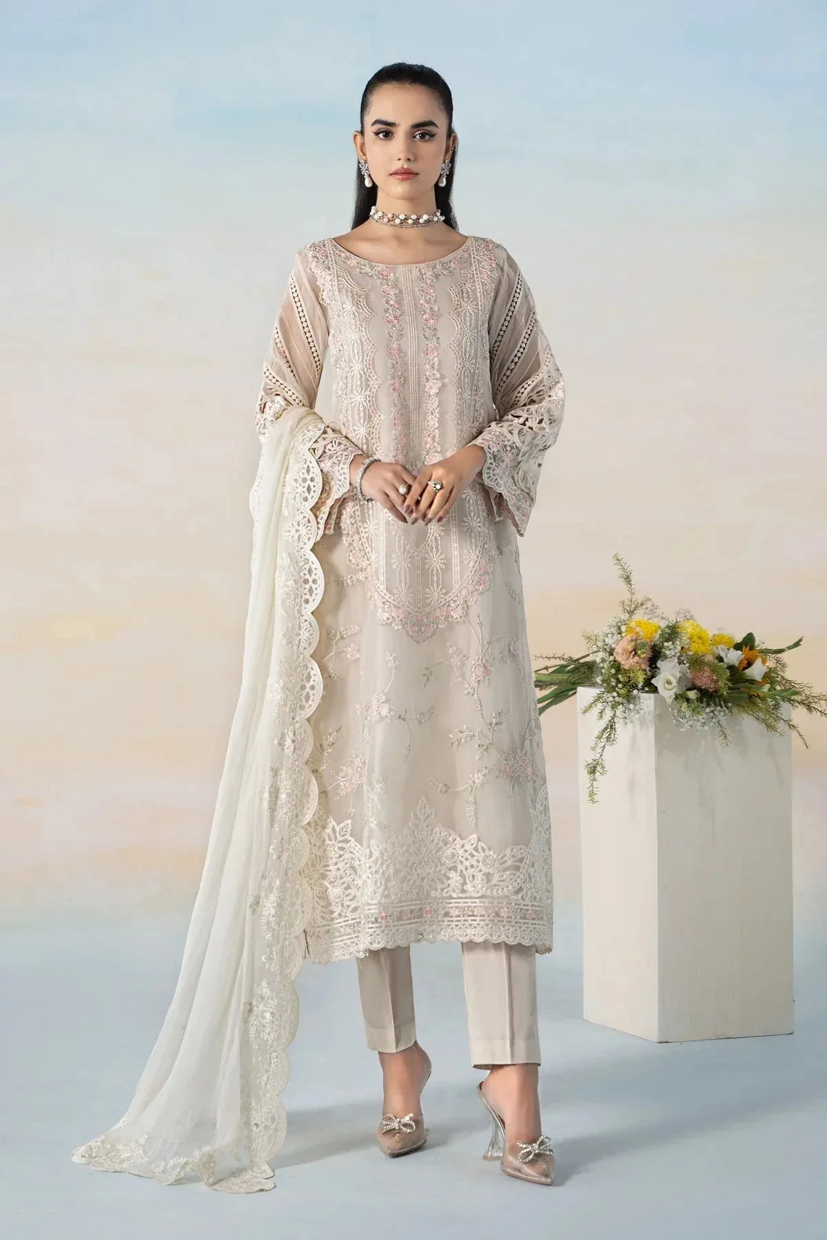 Maria B Casual Pret 2024 White Chiffon – view 1 – Poshaq