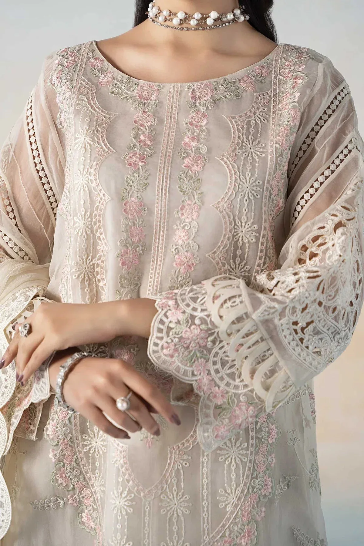 Maria B Casual Pret 2024 White Chiffon – view 3 – Poshaq