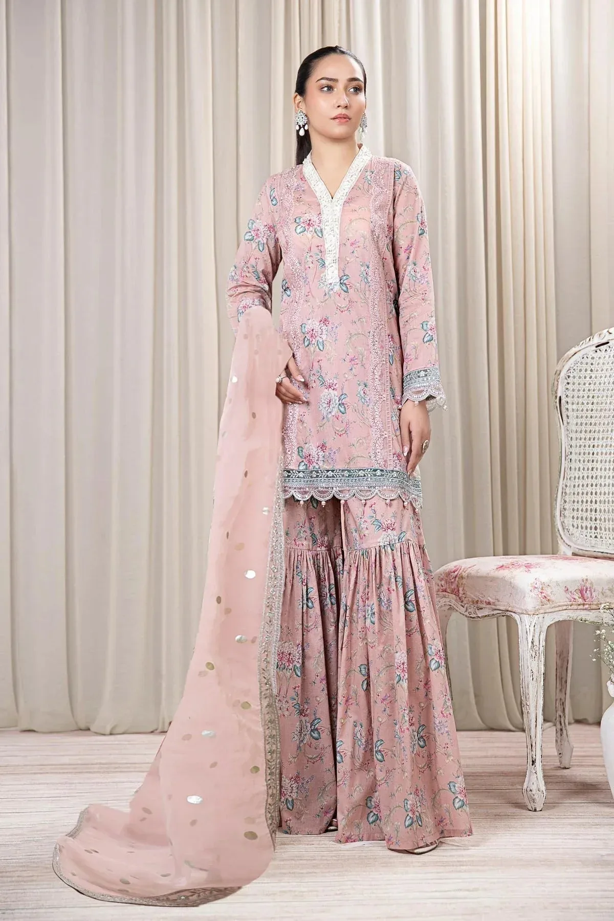 Maria B Casual Pret 2024 Pink Organza – view 1 – Poshaq