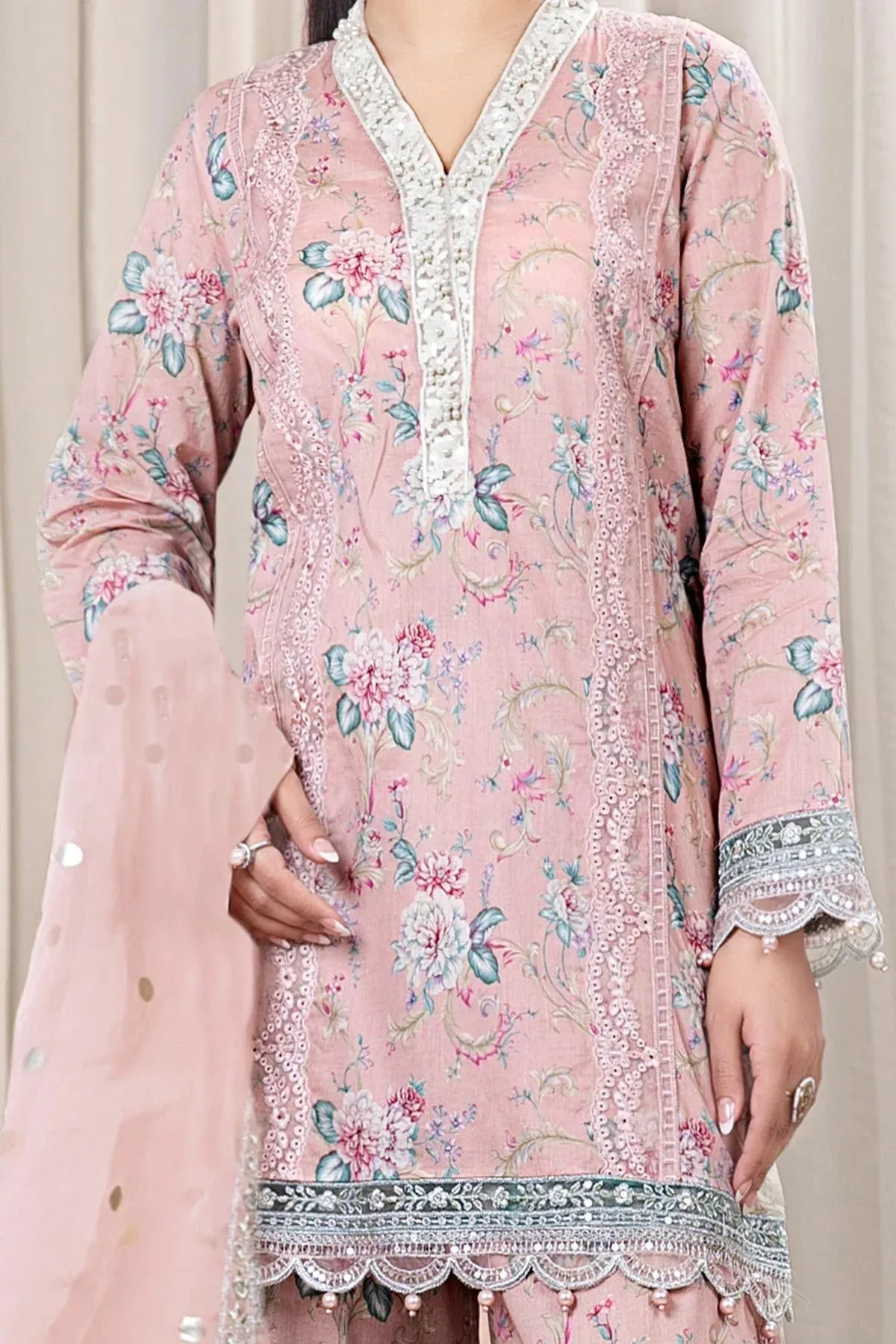 Maria B Casual Pret 2024 Pink Organza – view 3 – Poshaq