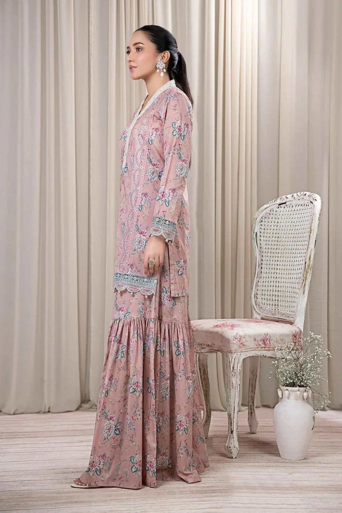 Maria B Casual Pret 2024 Pink Organza – view 4 – Poshaq