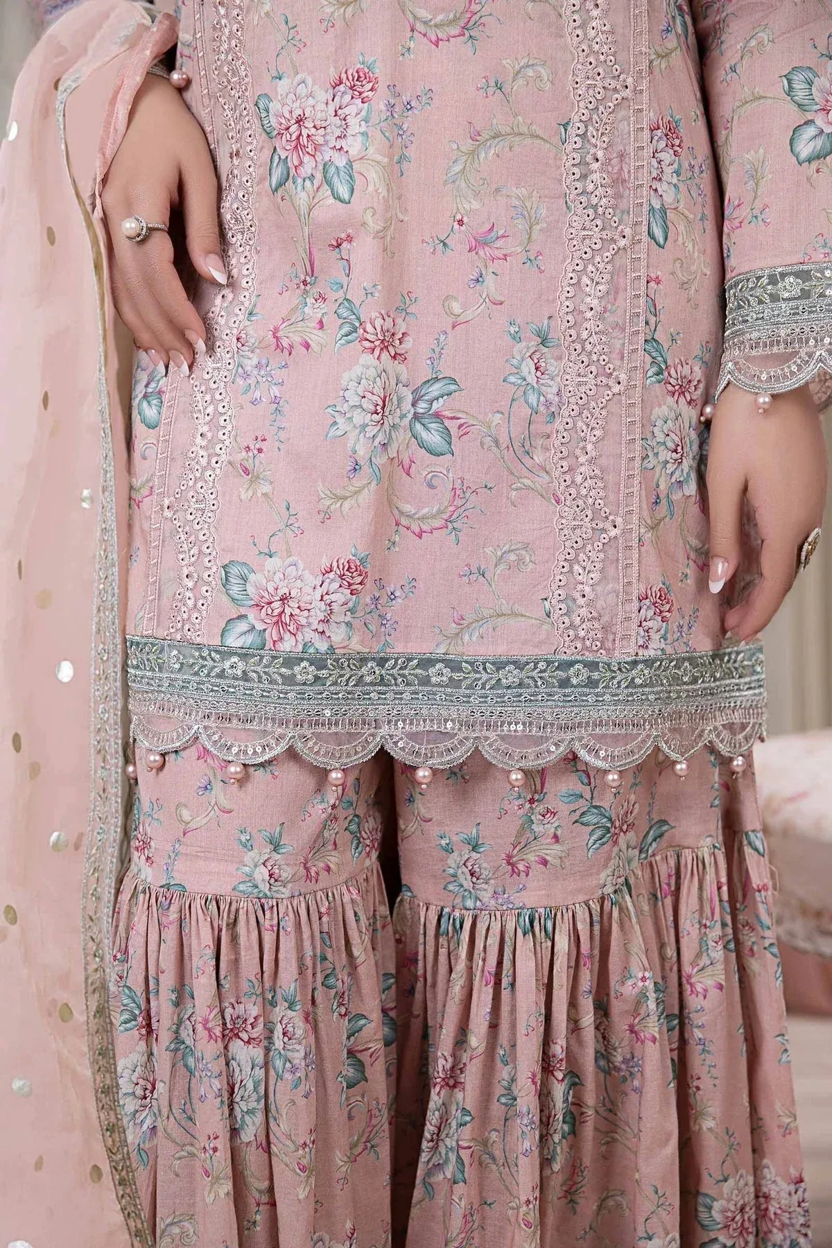 Maria B Casual Pret 2024 Pink Organza – view 5 – Poshaq