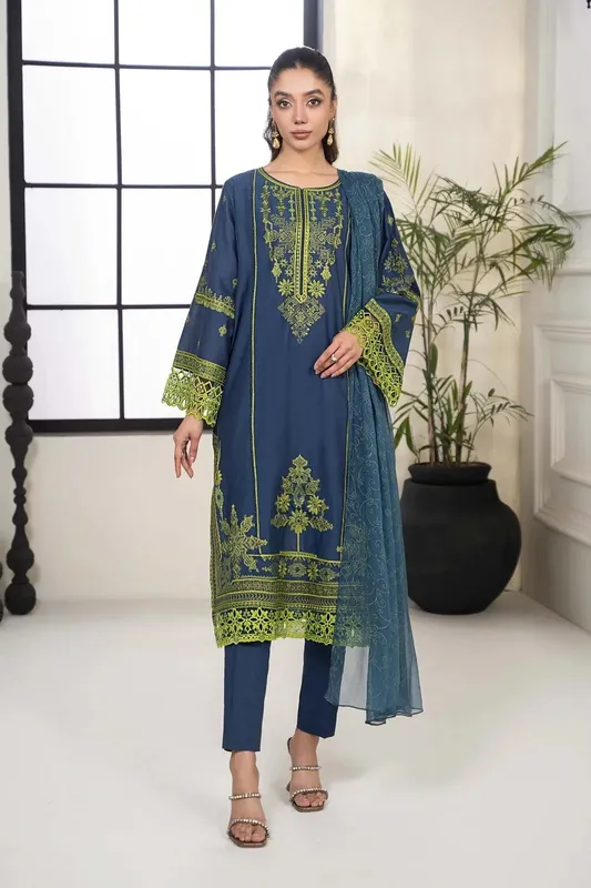Maria B Casual Pret 2024 Blue Chiffon – view 1 – Poshaq