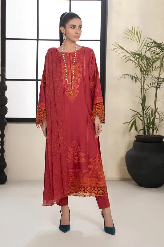 Maria B Casual Pret 2024 Pink Chiffon – view 1 – Poshaq