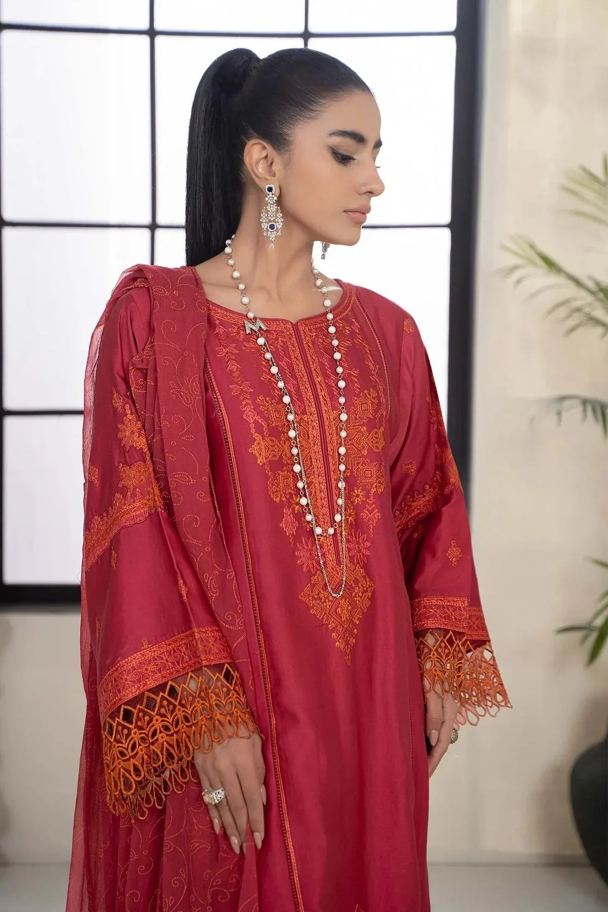 Maria B Casual Pret 2024 Pink Chiffon – view 3 – Poshaq