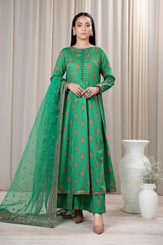 Maria B Casual Pret 2024 Green Organza – view 1 – Poshaq