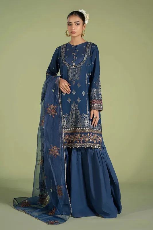 Maria B Casual Pret 2024 Blue Jacquard – view 1 – Poshaq