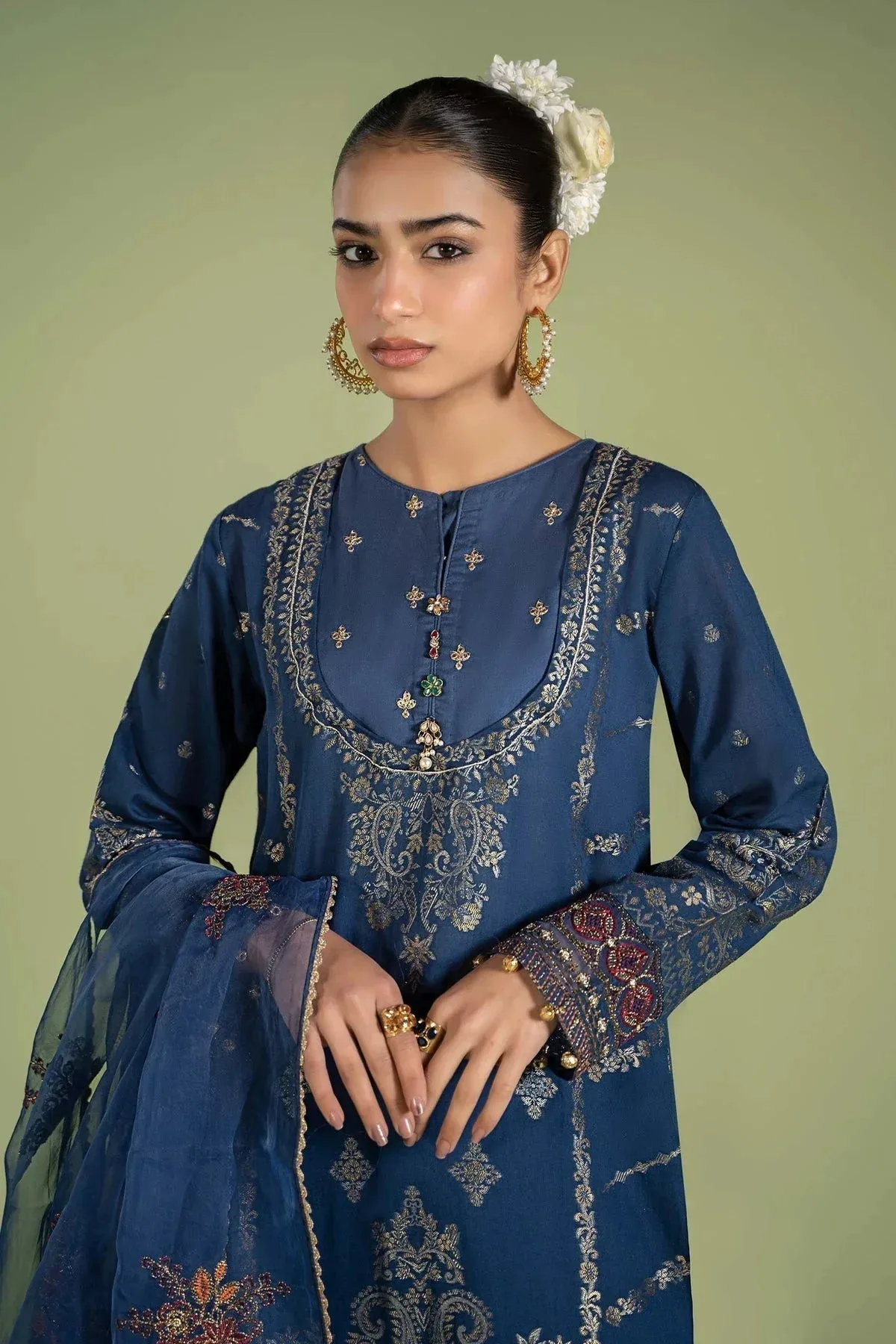 Maria B Casual Pret 2024 Blue Jacquard – view 3 – Poshaq