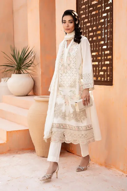 Maria B Casual Pret 2024 White Chiffon – view 1 – Poshaq