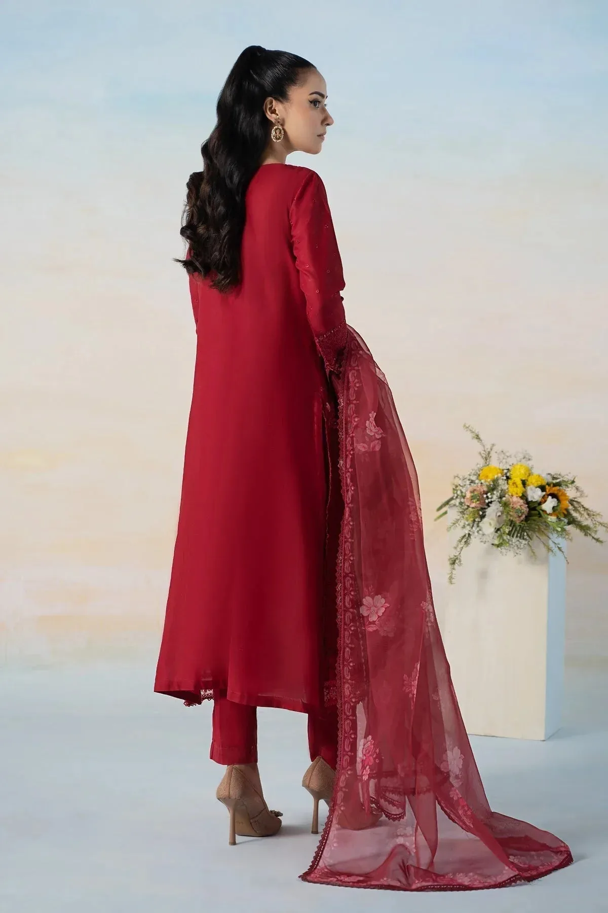 Maria B Casual Pret 2024 Red Organza – view 2 – Poshaq
