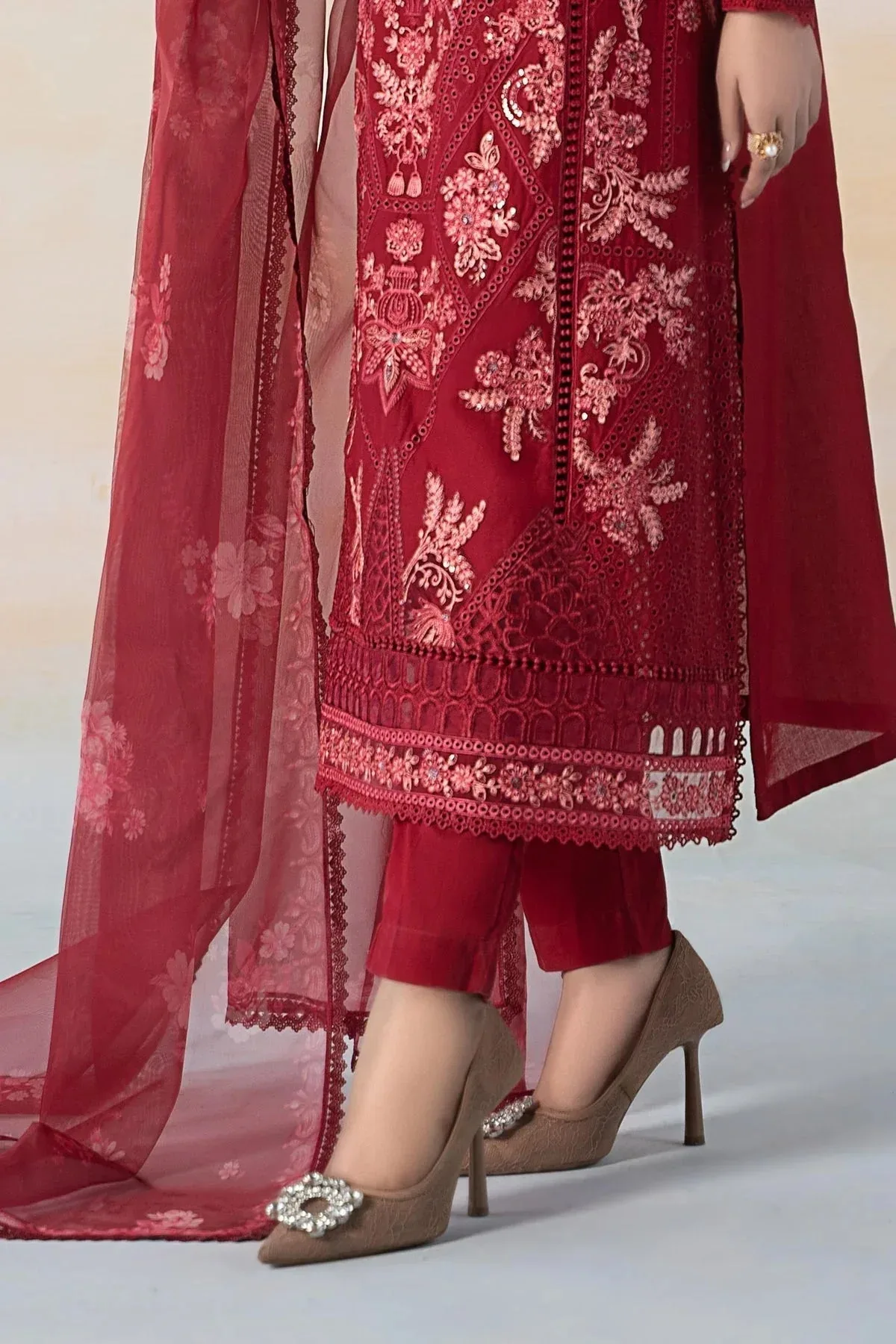 Maria B Casual Pret 2024 Red Organza – view 4 – Poshaq