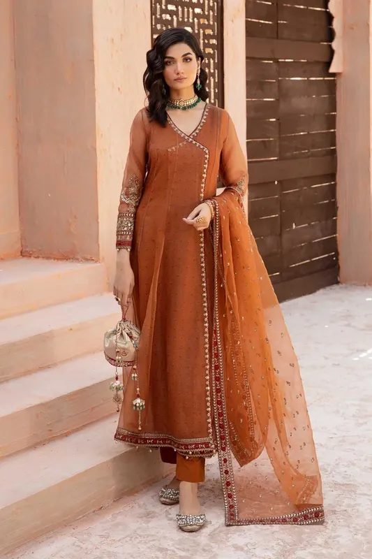Maria B Casual Pret 2024 Rust Organza – view 1 – Poshaq