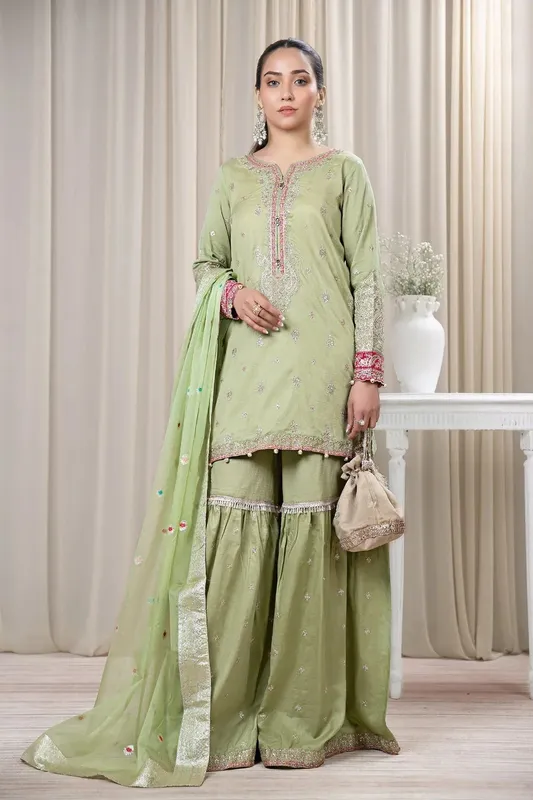 Maria B Casual Pret 2024 Green Jacquard – view 1 – Poshaq
