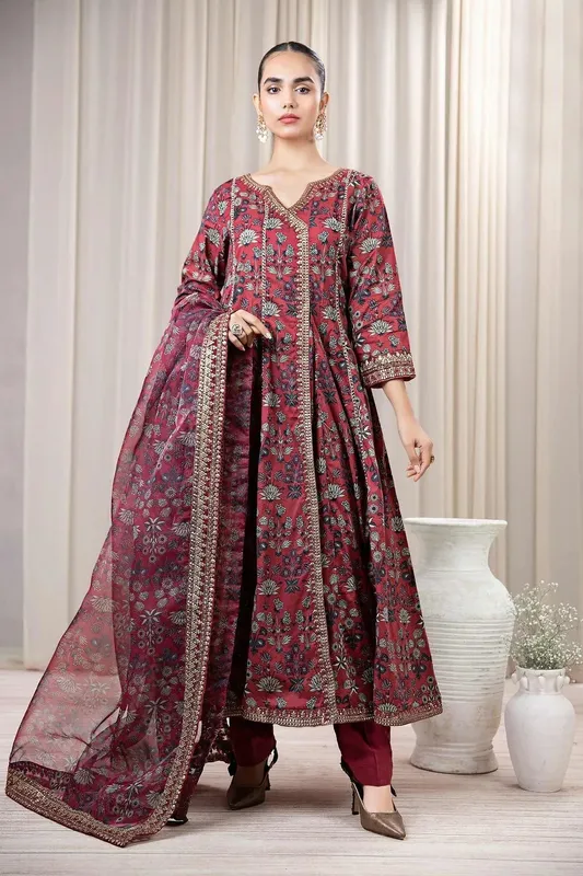 Maria B Casual Pret 2024 Red Organza – view 1 – Poshaq