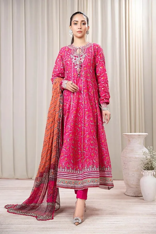 Maria B Casual Pret 2024 Pink Chiffon – view 1 – Poshaq