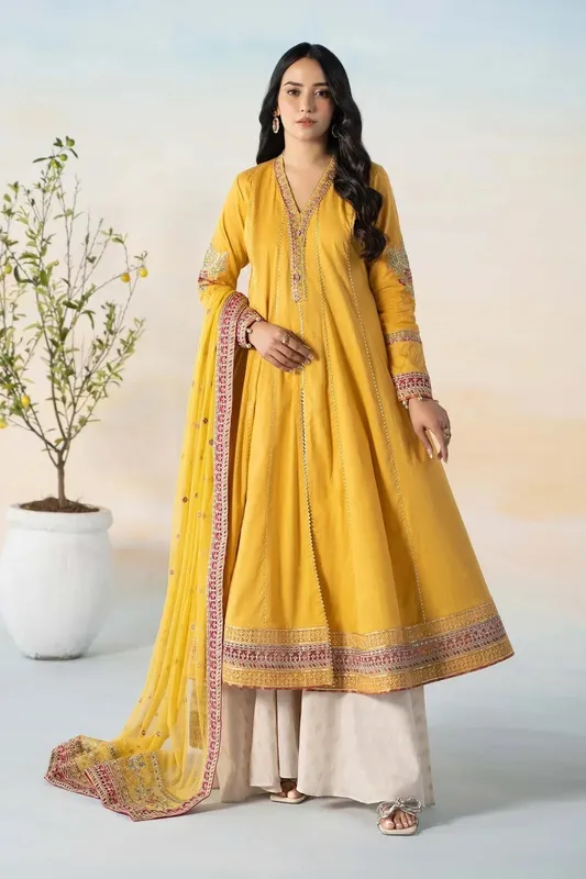 Maria B Casual Pret 2024 Yellow Jacquard – view 1 – Poshaq