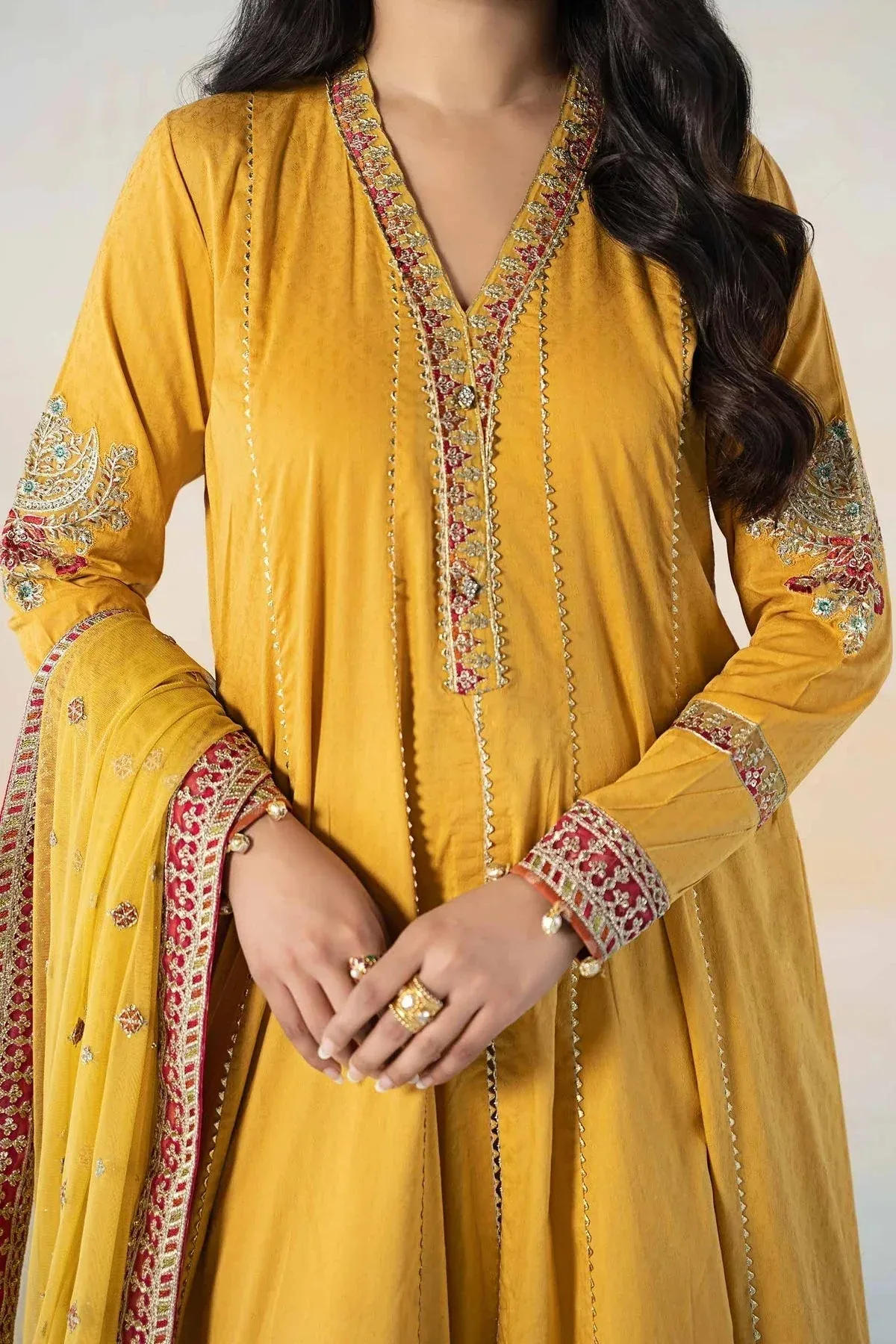 Maria B Casual Pret 2024 Yellow Jacquard – view 3 – Poshaq