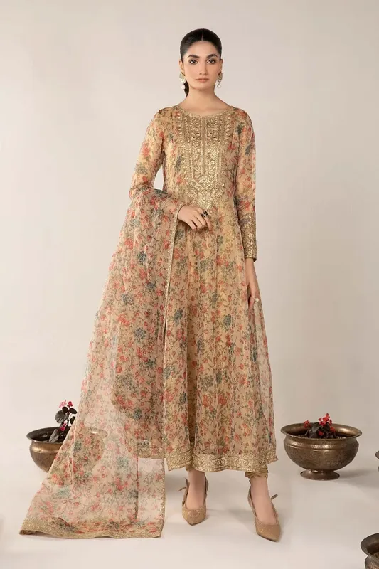 Maria B Casual Pret 2024 Beige Organza – view 1 – Poshaq
