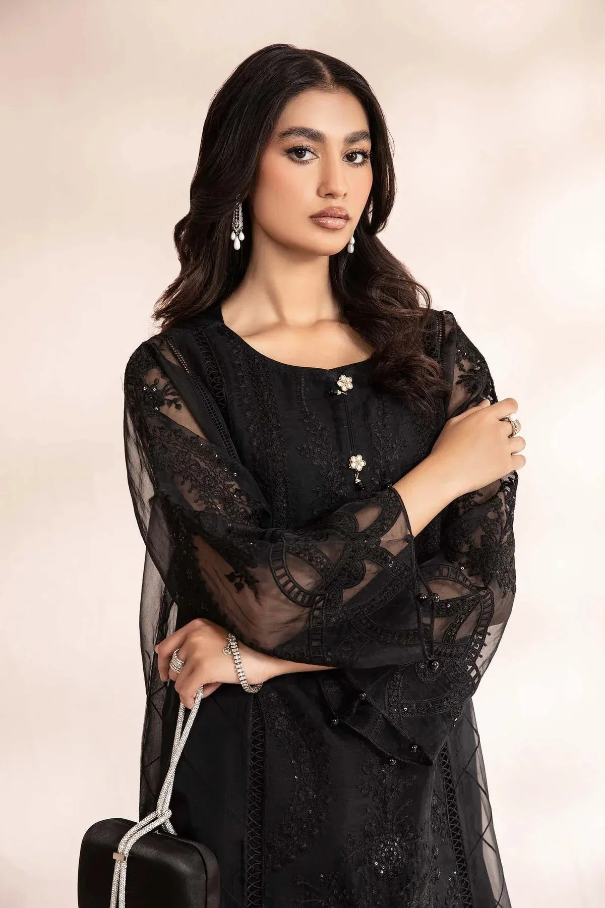 Maria B Casual Pret 2024 Black Organza – view 3 – Poshaq