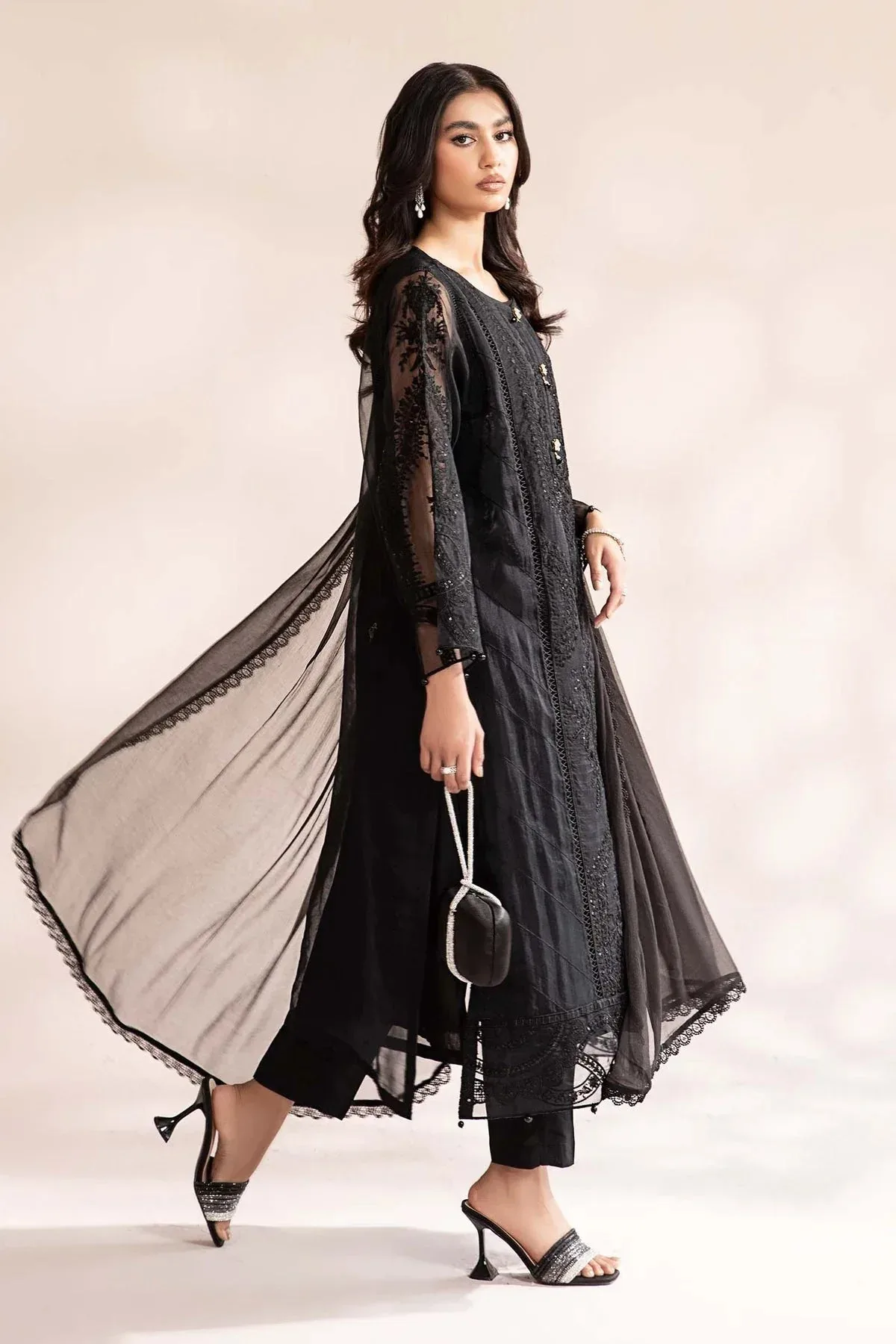 Maria B Casual Pret 2024 Black Organza – view 4 – Poshaq