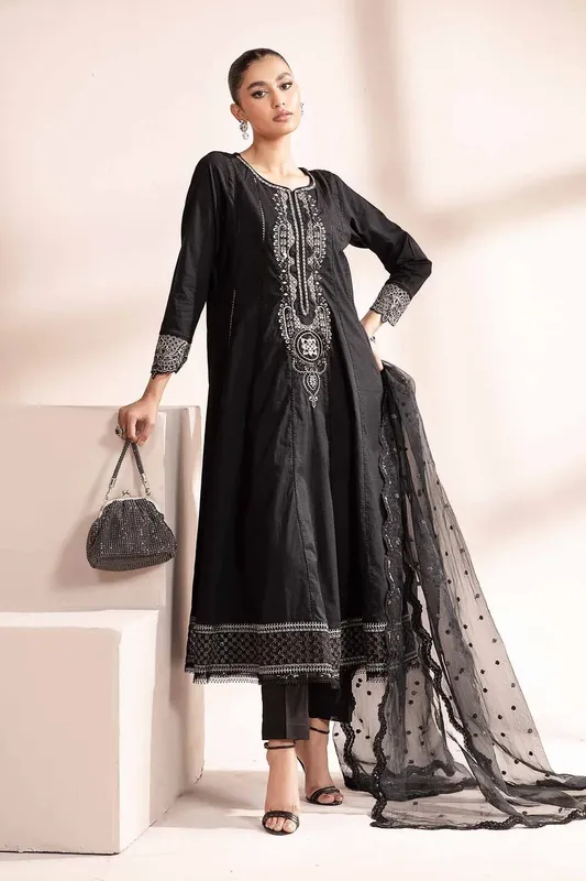 Maria B Casual Pret 2024 Black Organza – view 1 – Poshaq