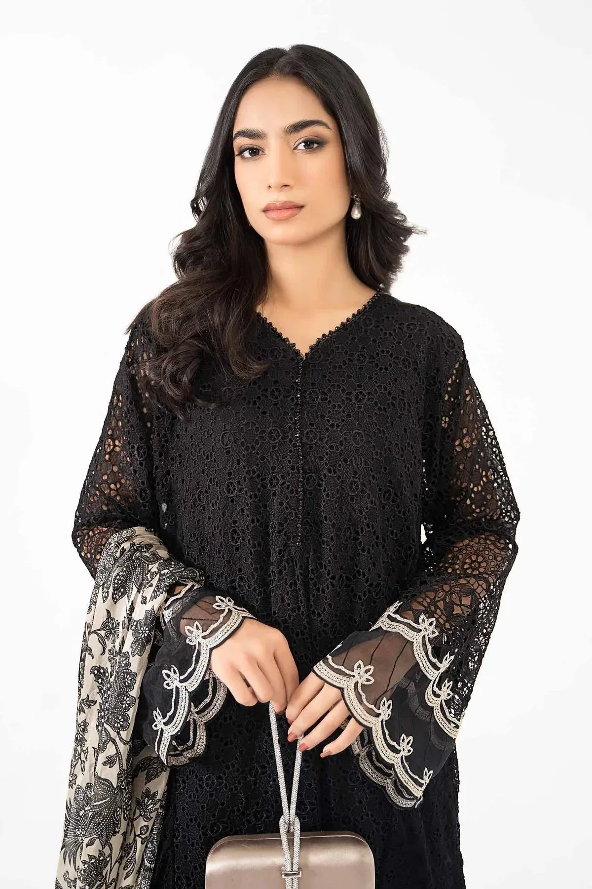 Maria B Casual Pret 2024 Black Organza – view 1 – Poshaq