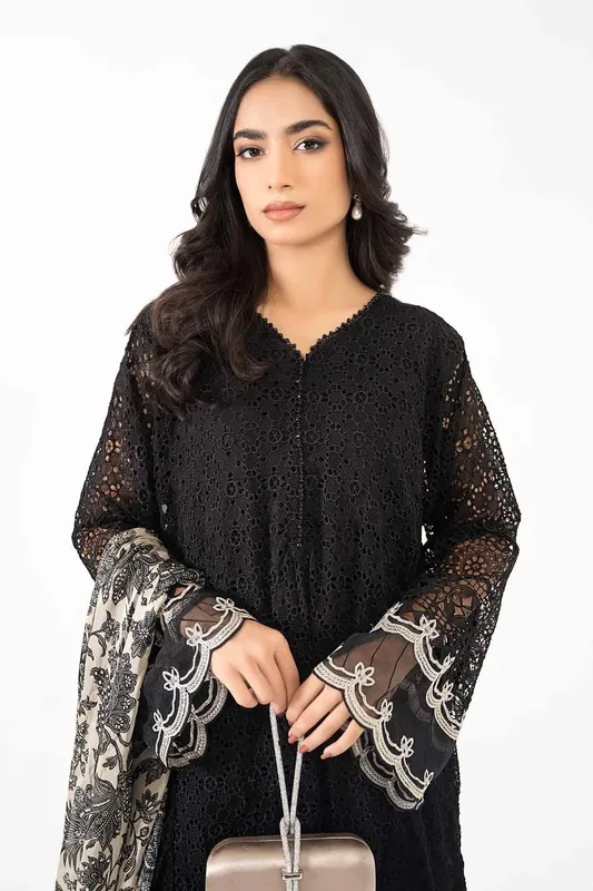 Maria B Casual Pret 2024 Black Organza – view 1 – Poshaq