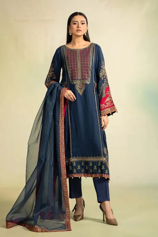Maria B Casual Pret 2024 Blue Organza – view 1 – Poshaq