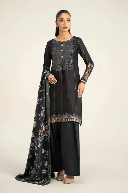 Maria B Casual Pret 2024 Black Linen – view 1 – Poshaq