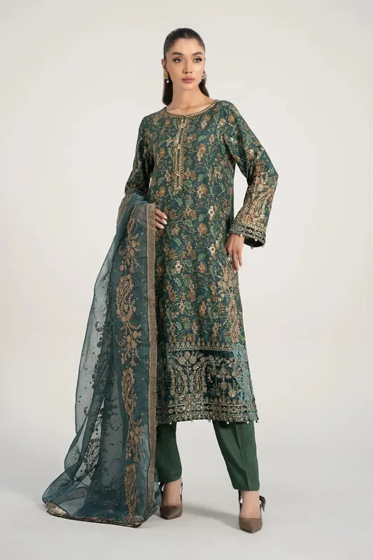 Maria B Casual Pret 2024 Green Organza – view 1 – Poshaq
