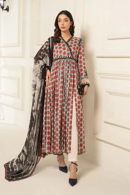 Maria B Casual Pret 2024 Beige Chiffon – view 1 – Poshaq