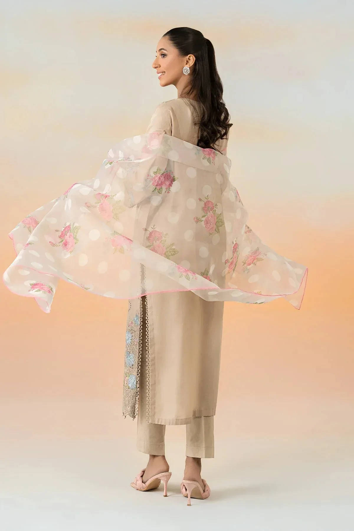 Maria B Casual Pret 25 Beige Organza – view 2 – Poshaq