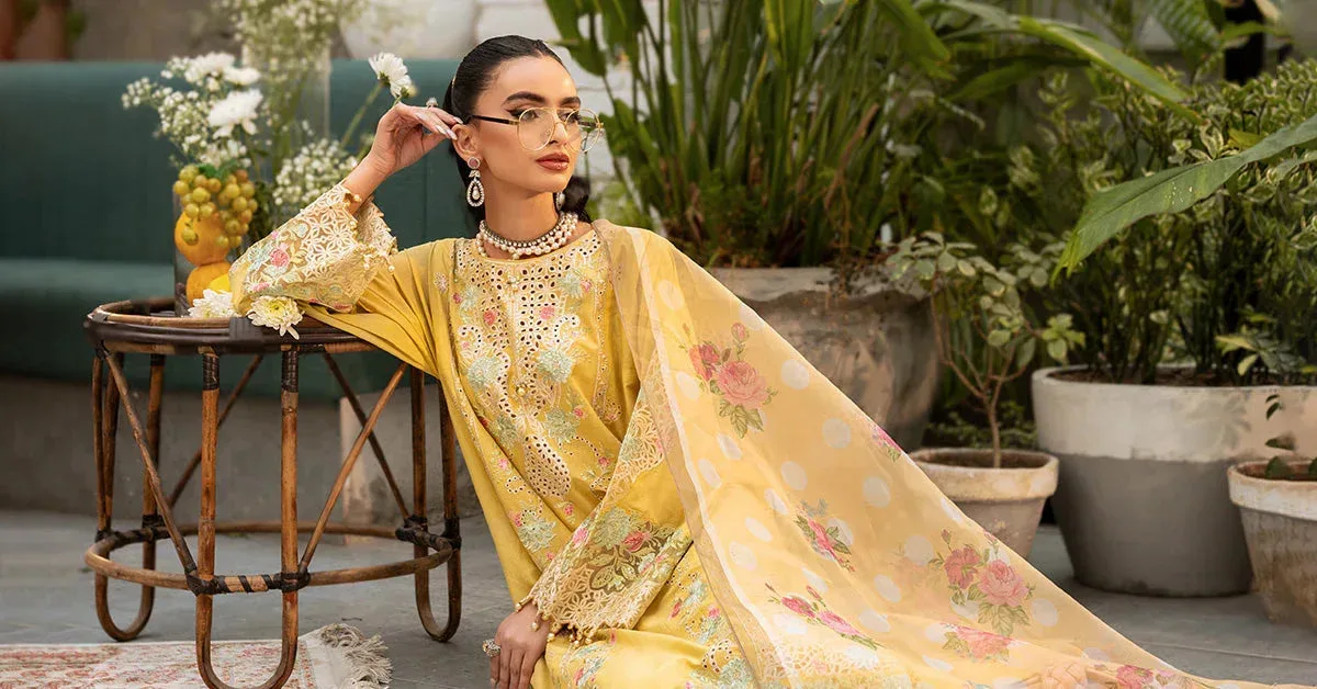 Maria B Casual Pret 25 Yellow Organza – view 5 – Poshaq