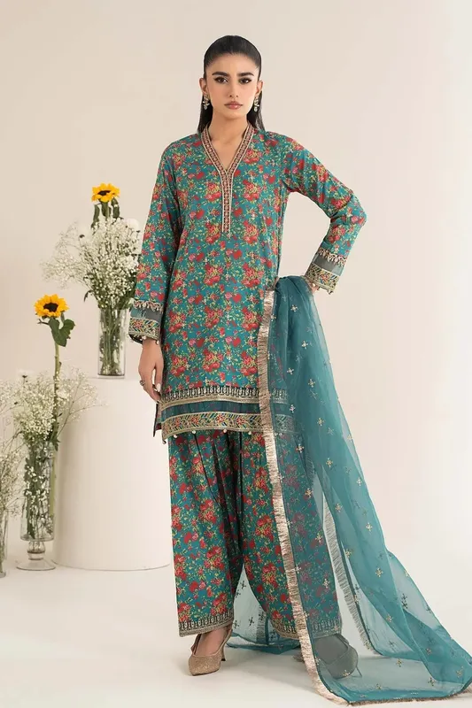 Maria B Casual Pret 25 Green Organza – view 1 – Poshaq