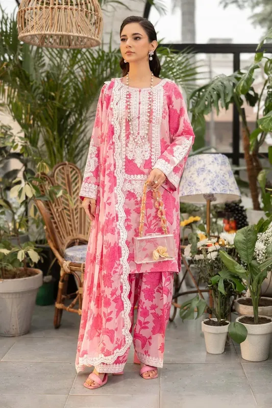Maria B Casual Pret 25 Pink Chiffon – view 1 – Poshaq