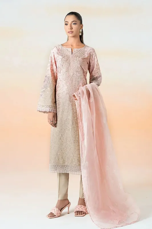 Maria B Casual Pret 25 Pink Jacquard – view 1 – Poshaq