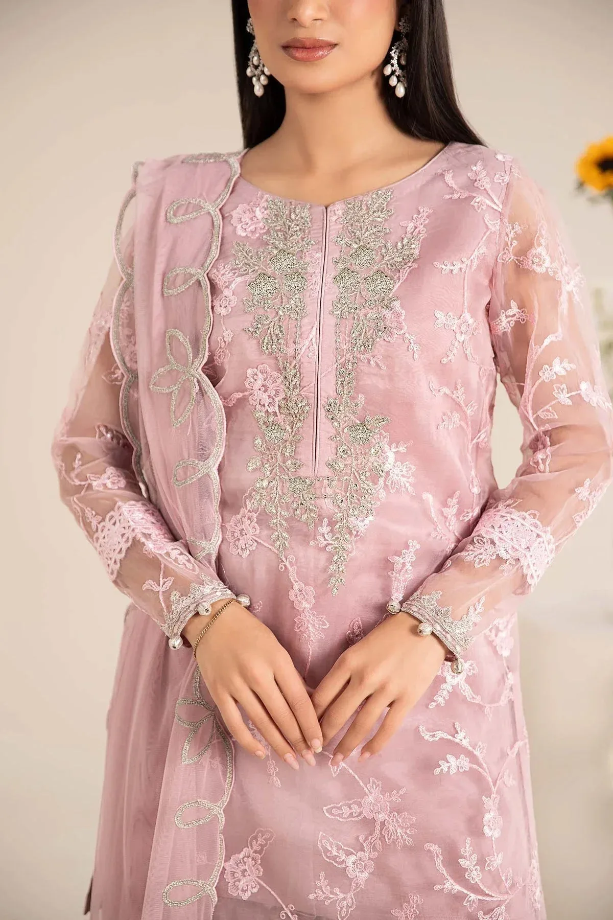 Maria B Casual Pret 25 Lilac Cotton Silk – view 3 – Poshaq