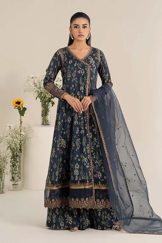 Maria B Casual Pret 25 Blue Organza – view 1 – Poshaq