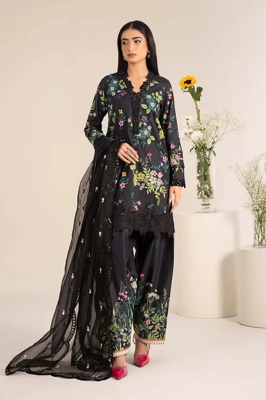 Maria B Casual Pret 25 Black Organza – view 1 – Poshaq