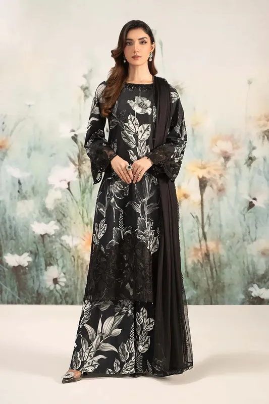 Maria B Casual Pret 25 Black Organza – view 1 – Poshaq