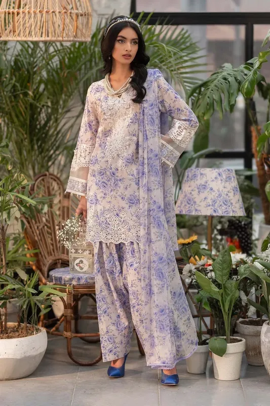 Maria B Casual Pret 25 White Organza – view 1 – Poshaq