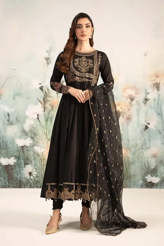 Maria B Casual Pret 25 Black Jacquard – view 1 – Poshaq