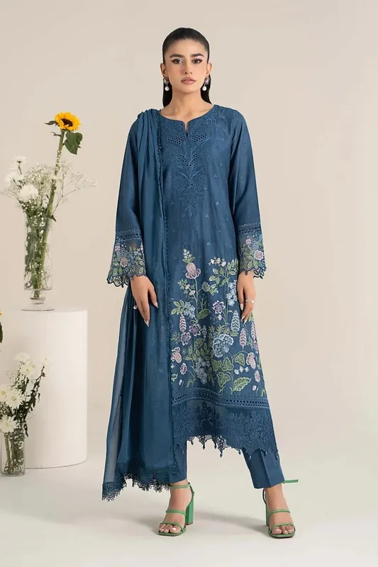 Maria B Casual Pret 25 Teal Jacquard – view 1 – Poshaq