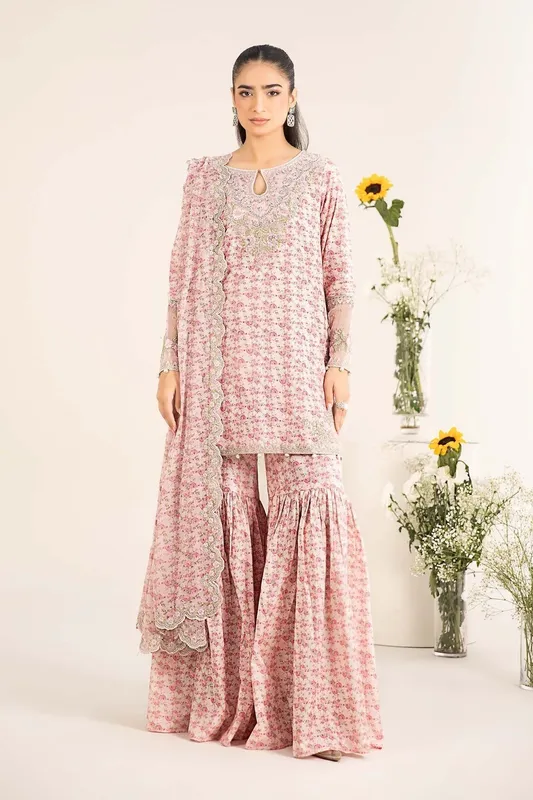 Maria B Casual Pret 25 Pink Organza – view 1 – Poshaq