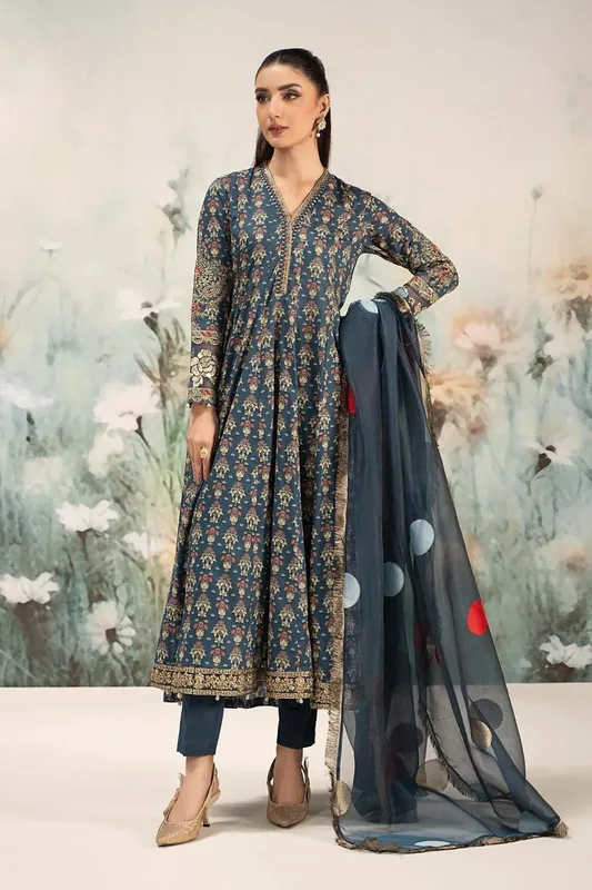 Maria B Casual Pret 25 Blue Jacquard – view 1 – Poshaq