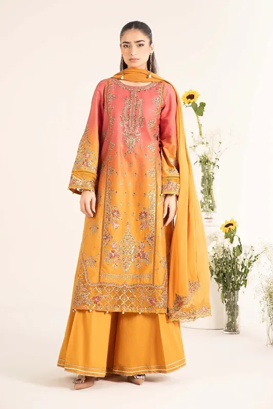 Maria B Casual Pret 25 Mustard Jacquard – view 1 – Poshaq