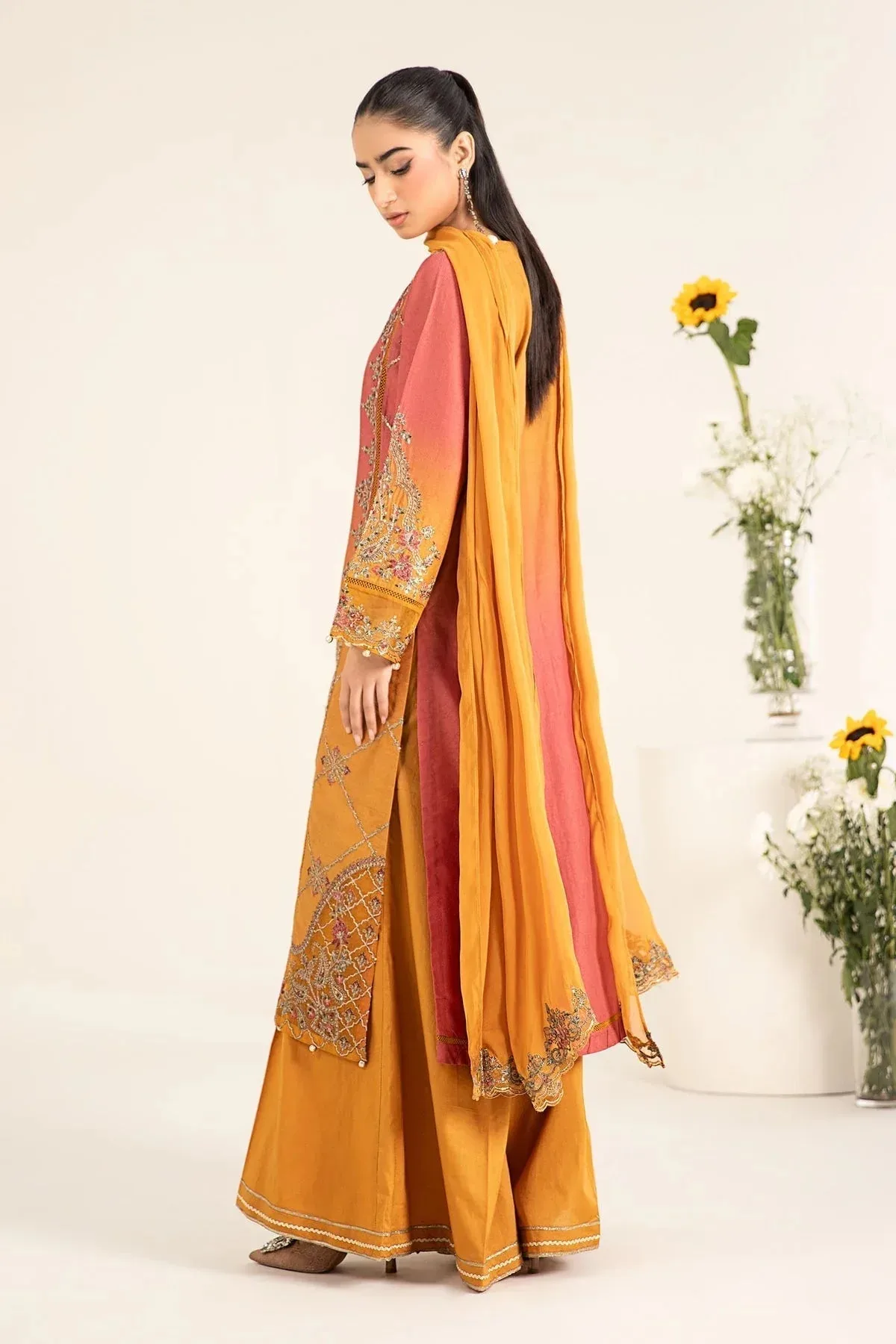 Maria B Casual Pret 25 Mustard Jacquard – view 2 – Poshaq