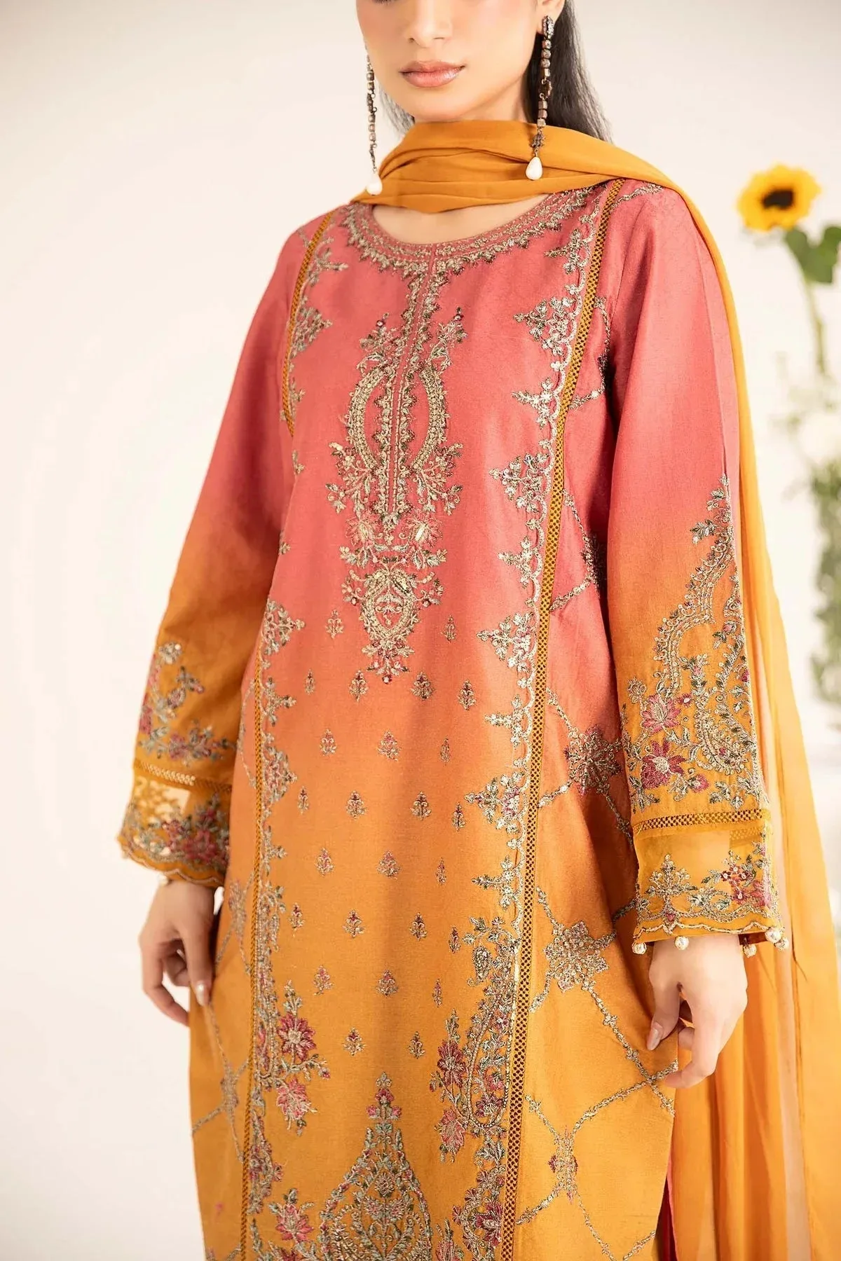 Maria B Casual Pret 25 Mustard Jacquard – view 3 – Poshaq